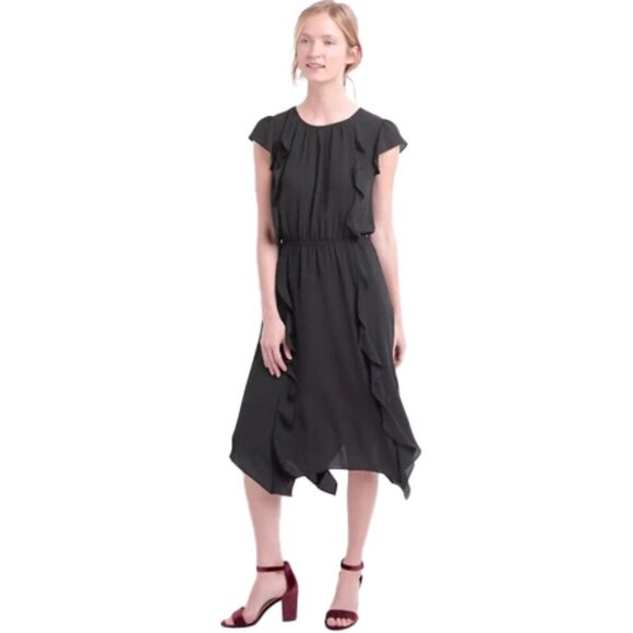 🆕 GAP Cap Sleeve Flutter Midi Dress, True Black large - Picture 1 of 9